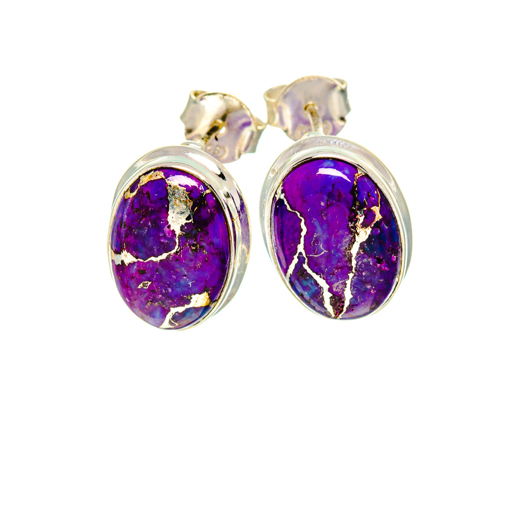 Purple Copper Composite Turquoise Earrings handcrafted by Ana Silver Co - EARR411810