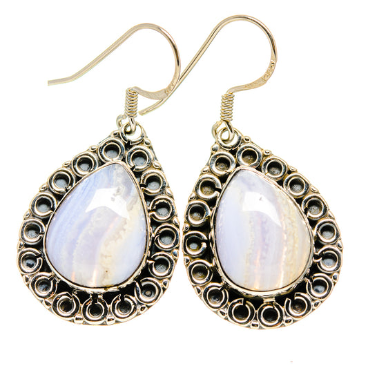 Blue Lace Agate Earrings handcrafted by Ana Silver Co - EARR411873