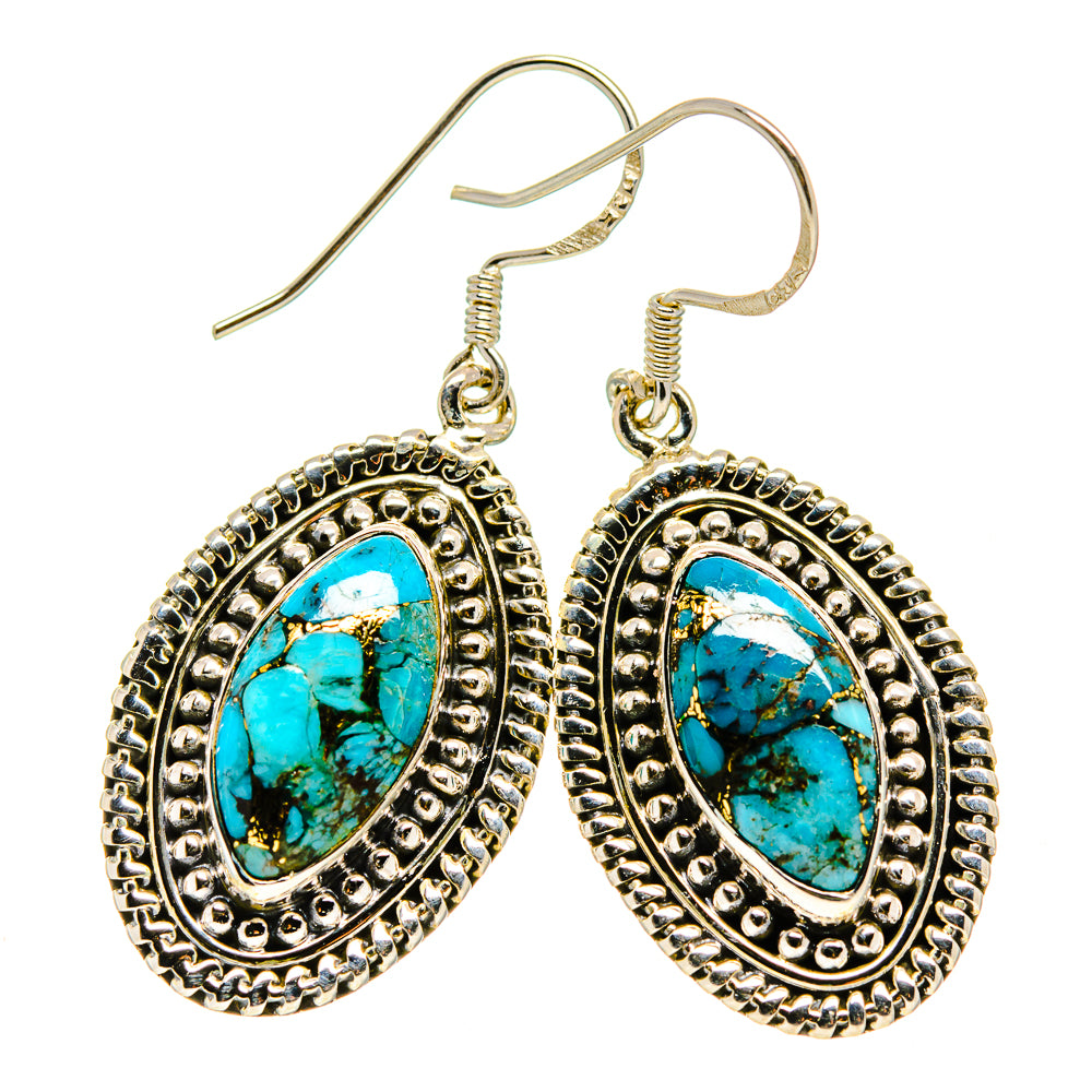 Blue Composite Copper Turquoise Earrings handcrafted by Ana Silver Co - EARR411522