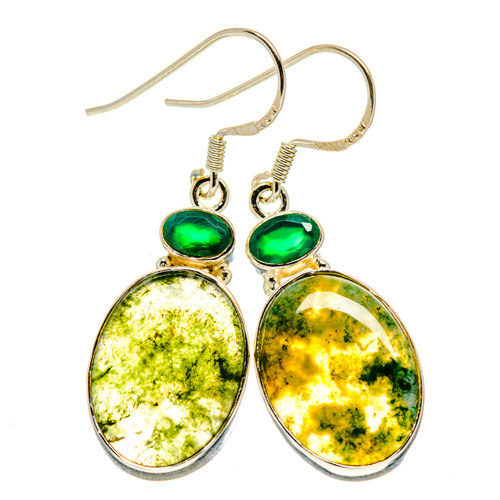 Green Moss Agate Earrings handcrafted by Ana Silver Co - EARR411523
