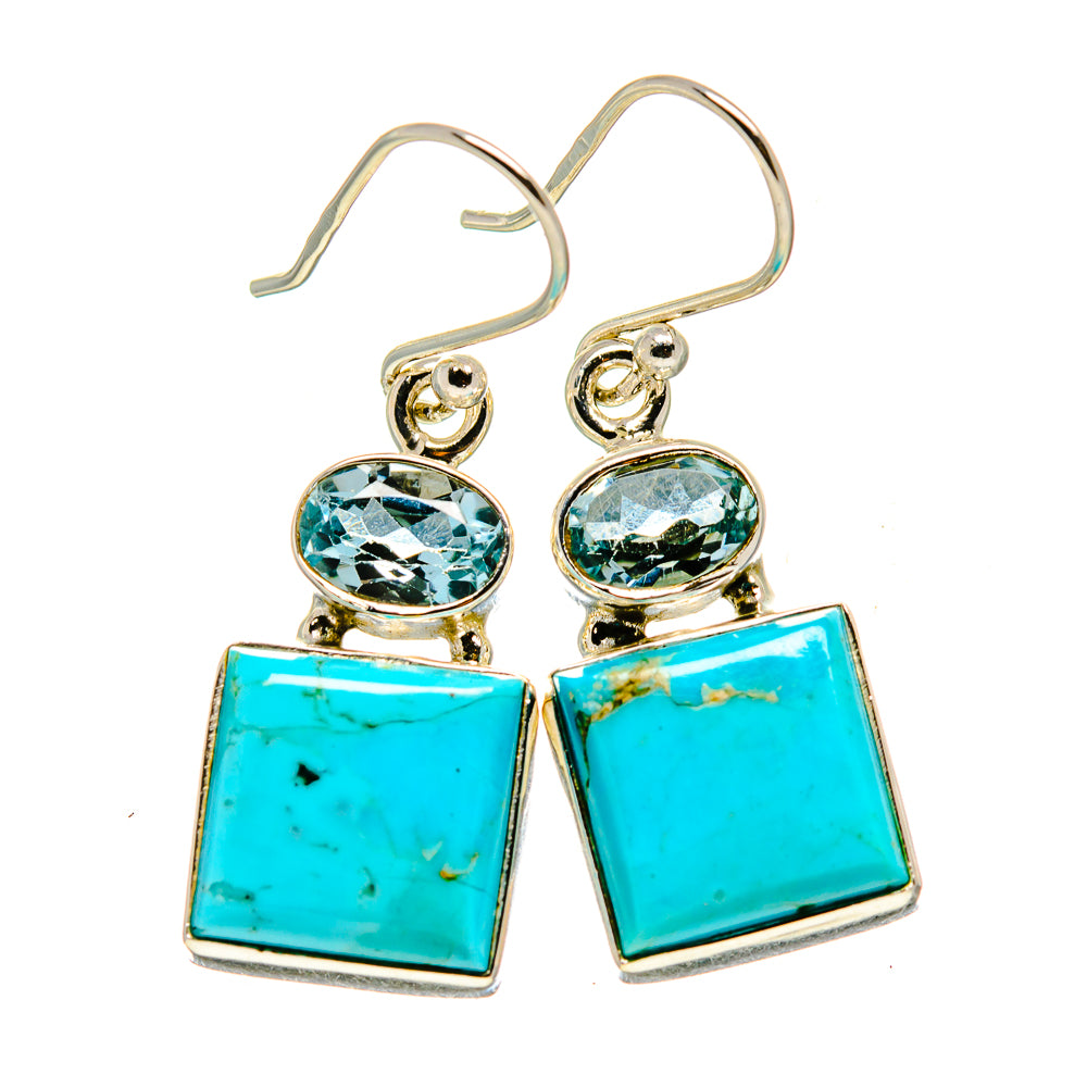 Arizona Turquoise, Blue Topaz Earrings handcrafted by Ana Silver Co - EARR412000