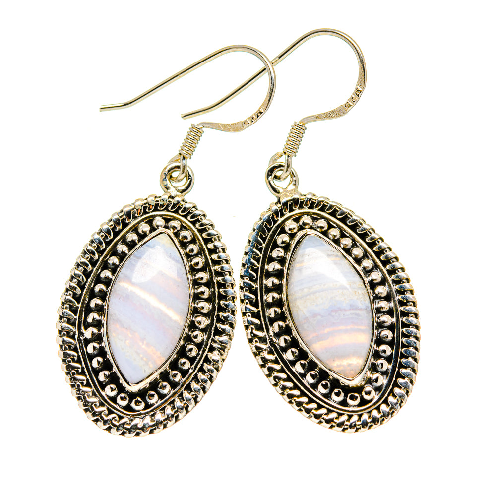 Blue Lace Agate Earrings handcrafted by Ana Silver Co - EARR412094