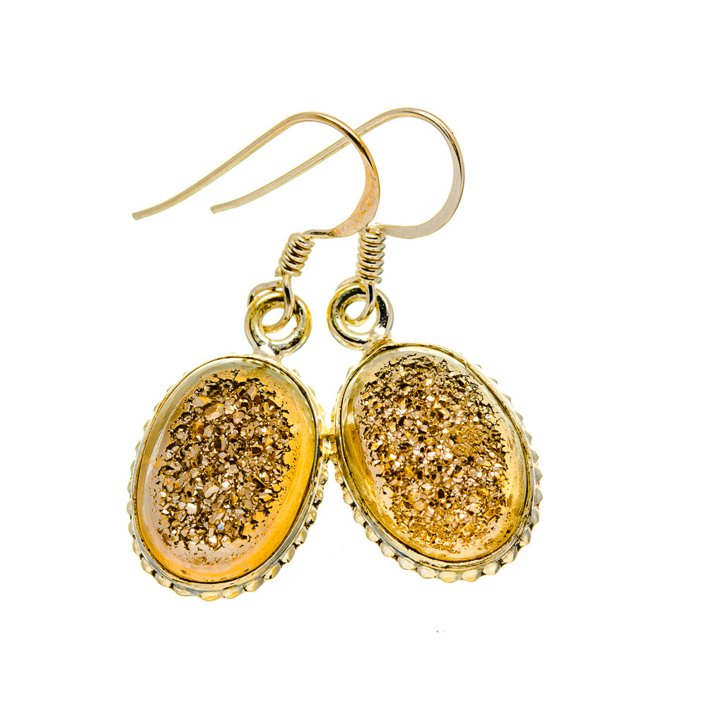 Spectro Pyrite Druzy Earrings handcrafted by Ana Silver Co - EARR412420