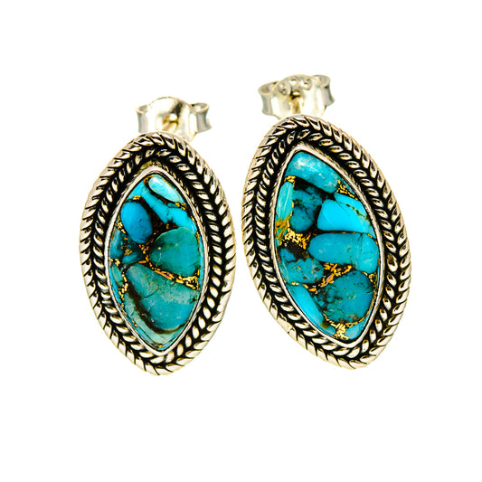 Blue Copper Composite Turquoise Earrings handcrafted by Ana Silver Co - EARR412464