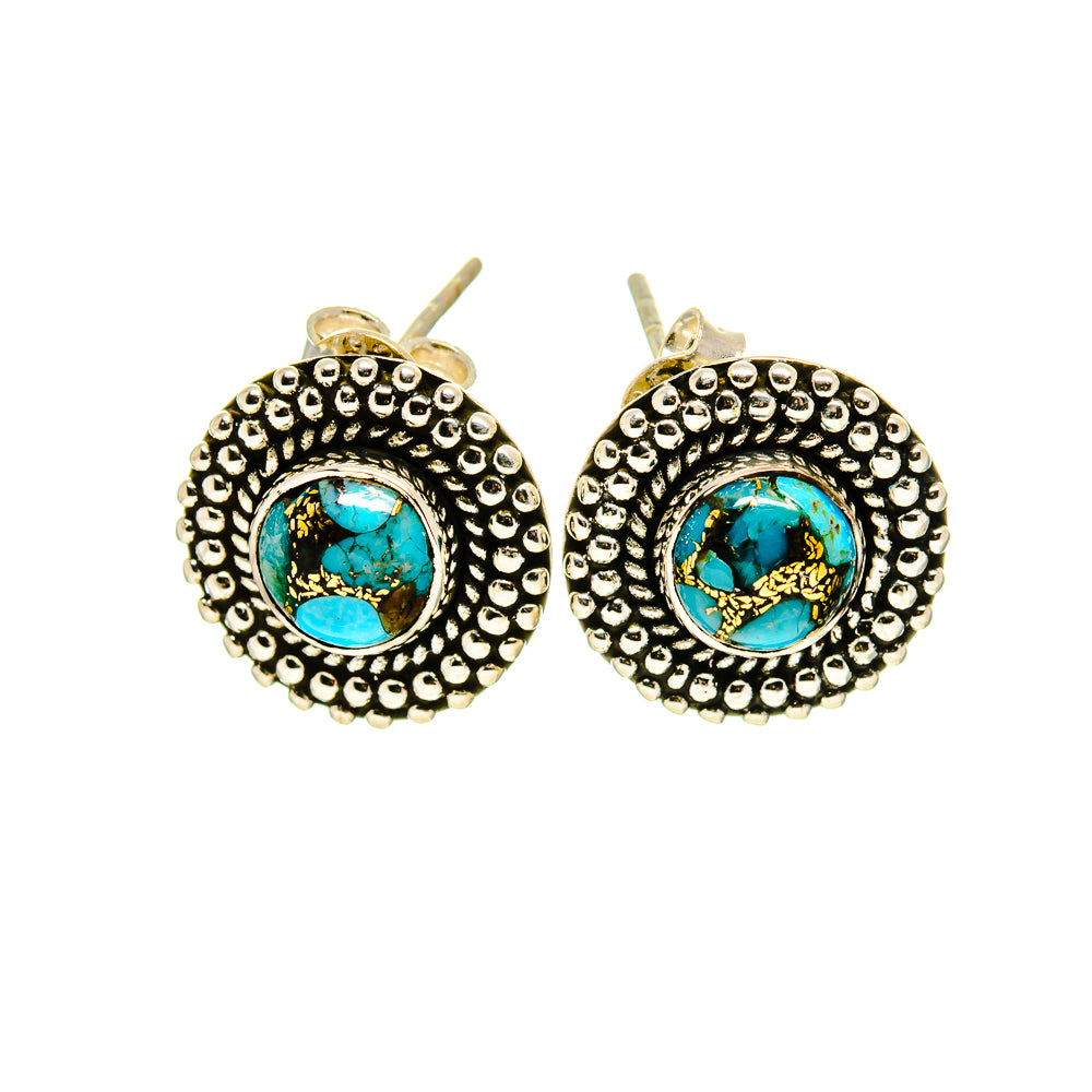 Blue Copper Composite Turquoise Earrings handcrafted by Ana Silver Co - EARR412531
