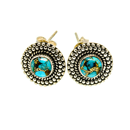Blue Copper Composite Turquoise Earrings handcrafted by Ana Silver Co - EARR412531