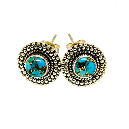 Blue Copper Composite Turquoise Earrings handcrafted by Ana Silver Co - EARR412624