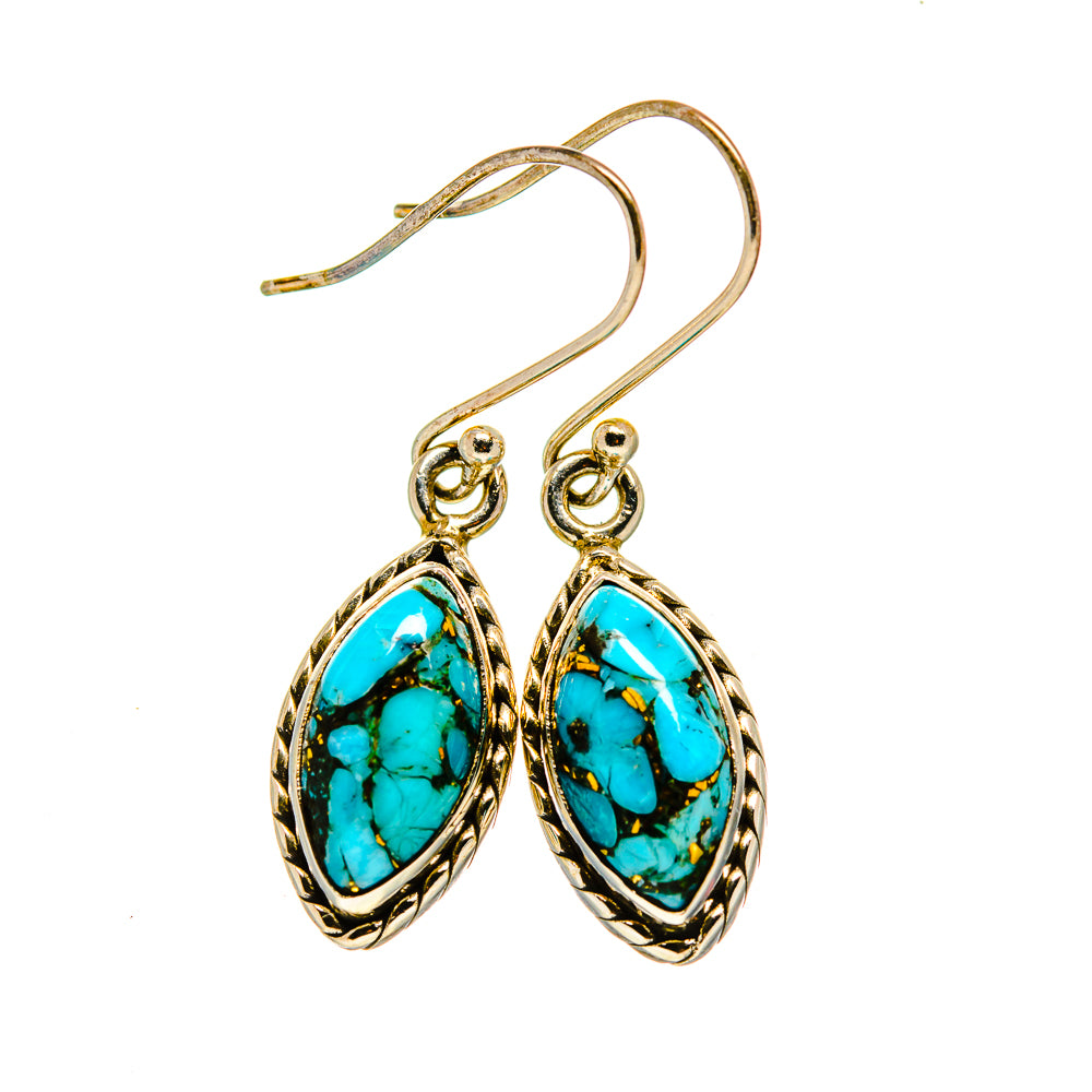 Tibetan Turquoise Earrings handcrafted by Ana Silver Co - EARR412715
