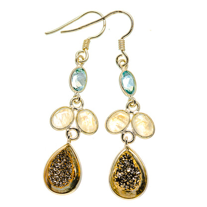 Spectro Pyrite Druzy Earrings handcrafted by Ana Silver Co - EARR412723