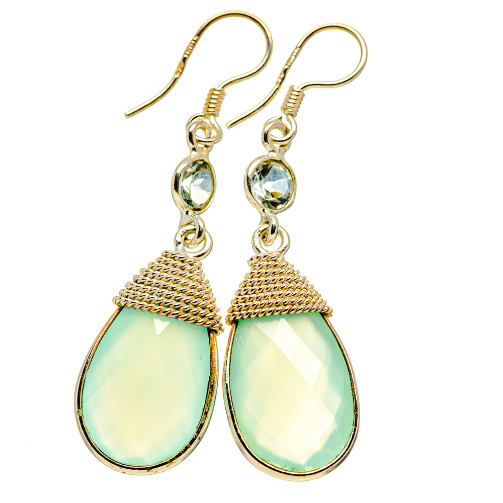 Aqua Chalcedony Earrings handcrafted by Ana Silver Co - EARR412728