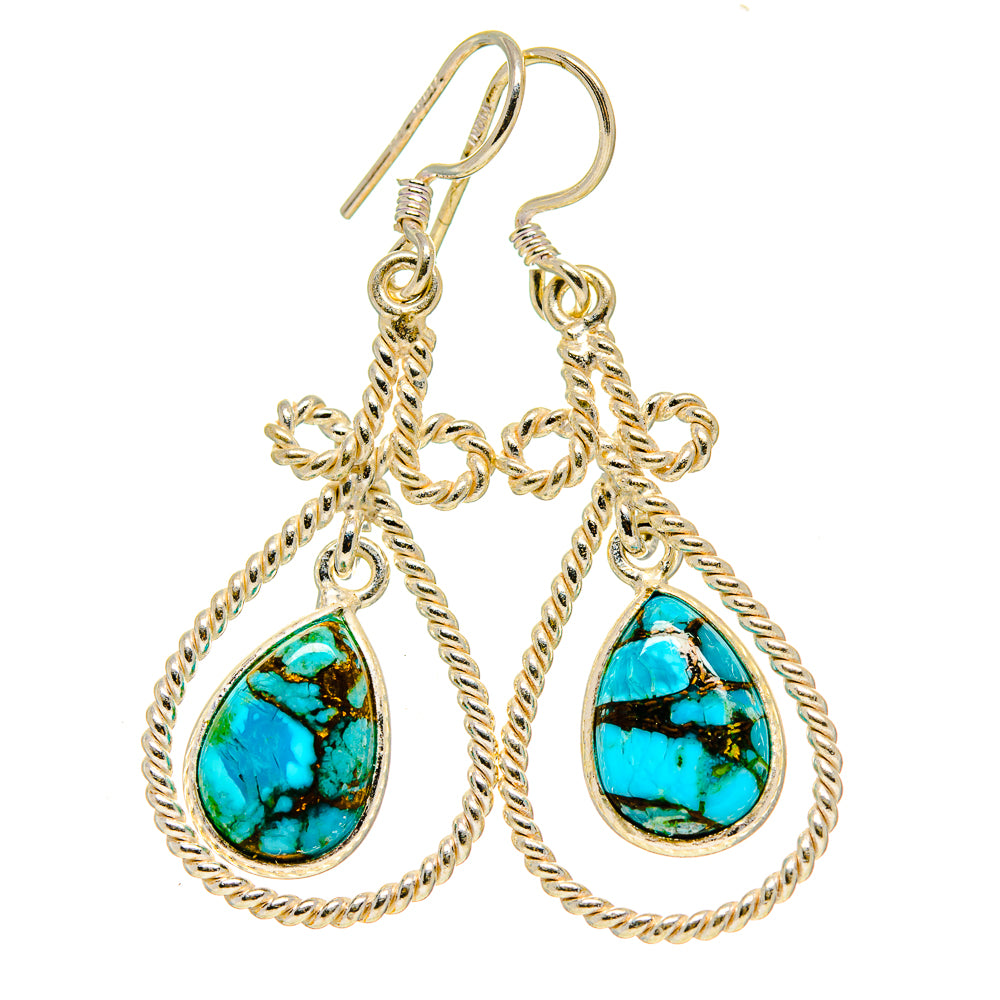 Blue Copper Turquoise Earrings handcrafted by Ana Silver Co - EARR412733
