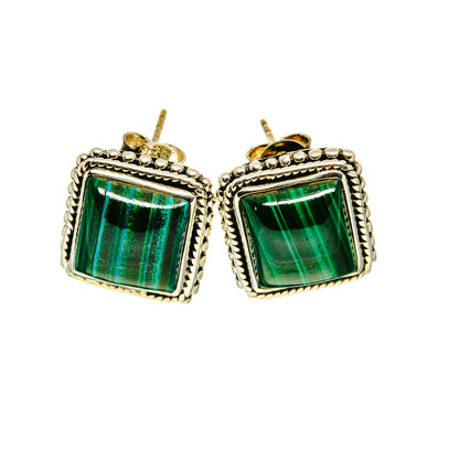 Malachite Earrings handcrafted by Ana Silver Co - EARR412781