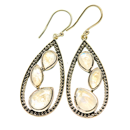 Rainbow Moonstone Earrings handcrafted by Ana Silver Co - EARR412838