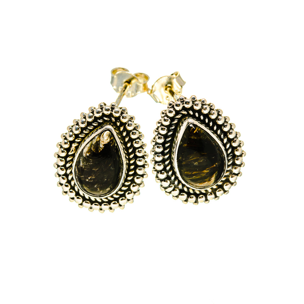 Golden Seraphinite Earrings handcrafted by Ana Silver Co - EARR412855
