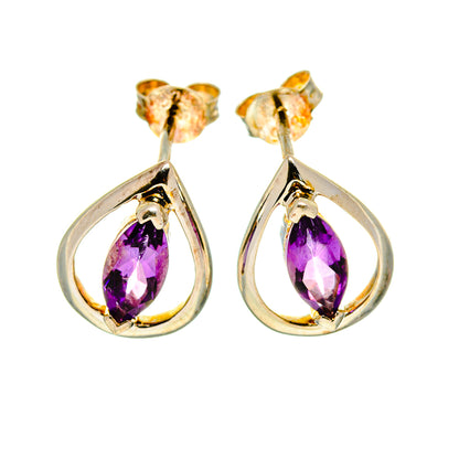 925 sterling silver amethyst drop earrings with faceted purple teardrop stones