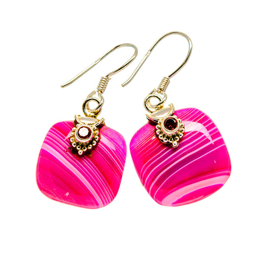 Pink Botswana Agate Earrings handcrafted by Ana Silver Co - EARR412873