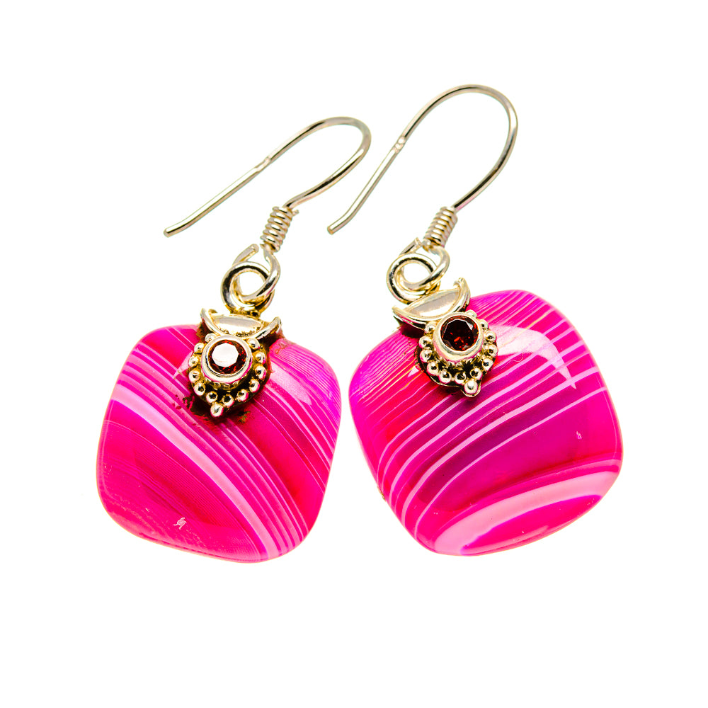 Pink Botswana Agate Earrings handcrafted by Ana Silver Co - EARR412873