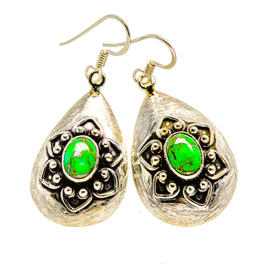 Green Copper Composite Turquoise Earrings handcrafted by Ana Silver Co - EARR412874