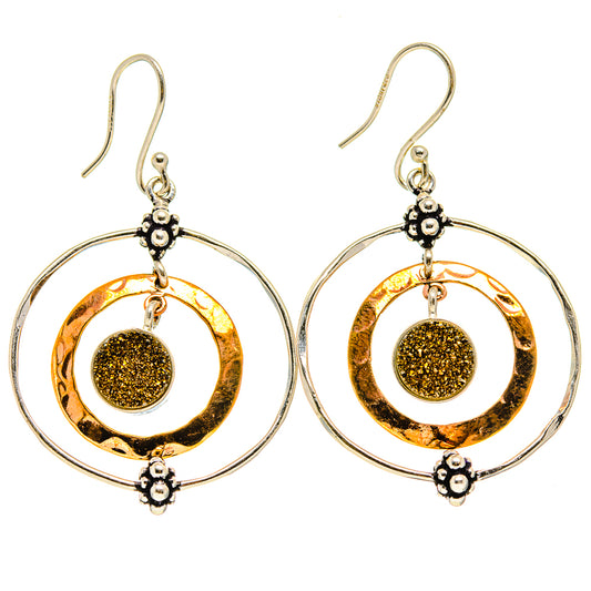 Spectro Pyrite Druzy Earrings handcrafted by Ana Silver Co - EARR412919