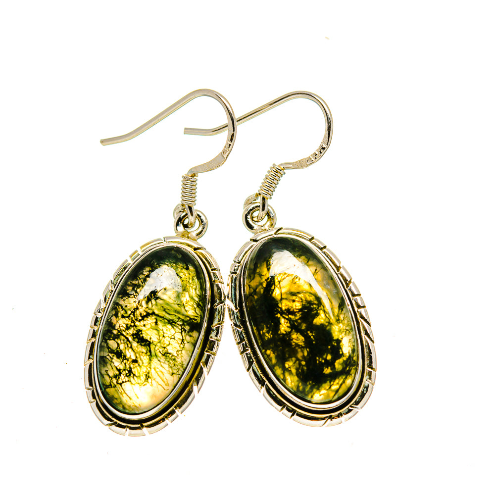 Green Moss Agate Earrings handcrafted by Ana Silver Co - EARR413067