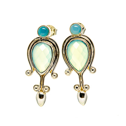 Aqua Chalcedony Earrings handcrafted by Ana Silver Co - EARR413110