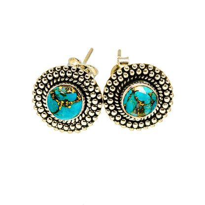 Blue Copper Composite Turquoise Earrings handcrafted by Ana Silver Co - EARR413173