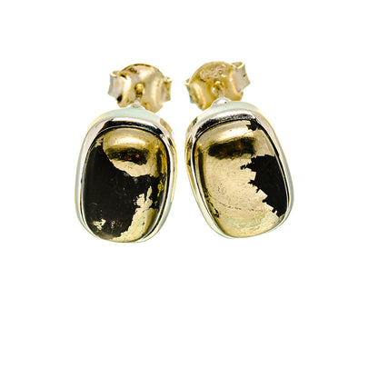 Pyrite In Black Onyx Earrings handcrafted by Ana Silver Co - EARR413185