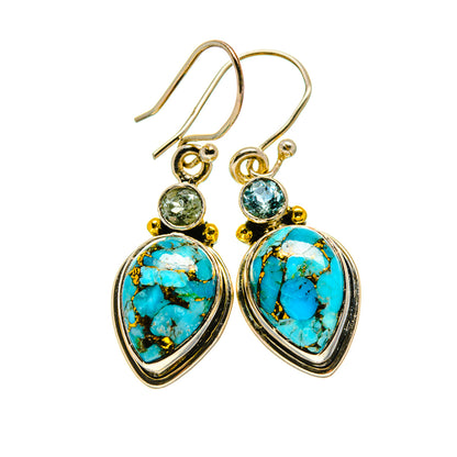 Blue Copper Composite Turquoise Earrings handcrafted by Ana Silver Co - EARR413208