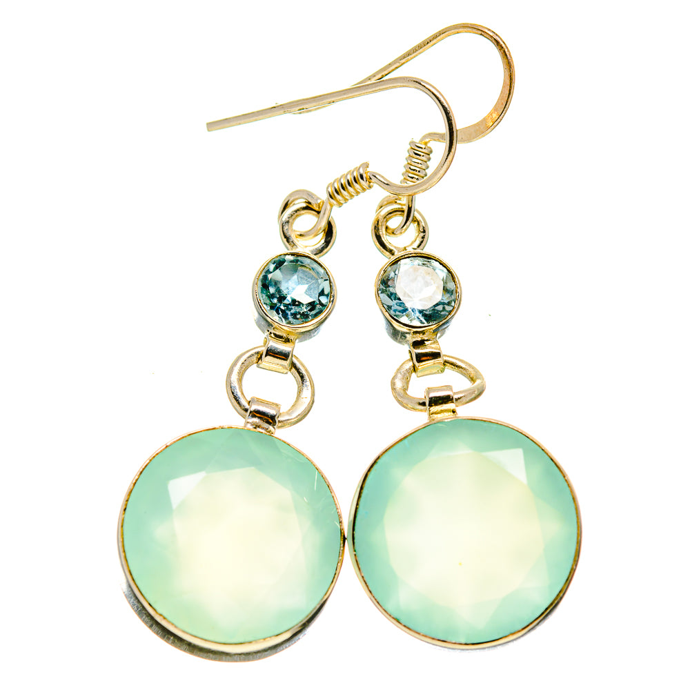 Aqua Chalcedony Earrings handcrafted by Ana Silver Co - EARR413217