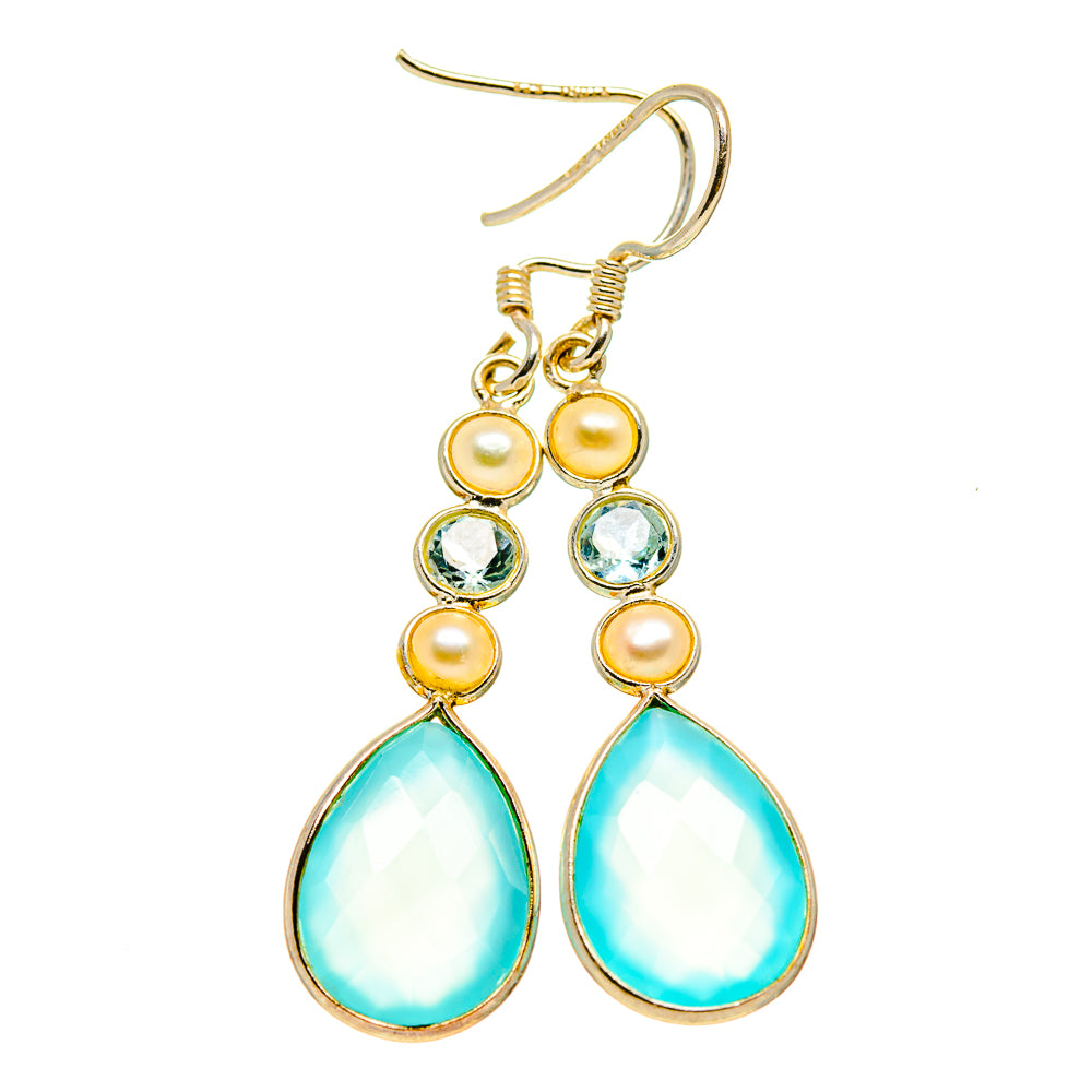 Aqua Chalcedony Earrings handcrafted by Ana Silver Co - EARR413223
