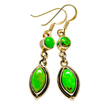 Green Copper Composite Turquoise Earrings handcrafted by Ana Silver Co - EARR413224