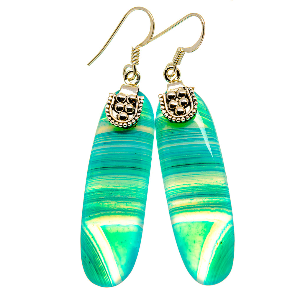 Green Botswana Agate Earrings handcrafted by Ana Silver Co - EARR413229