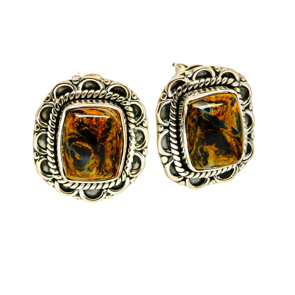 Golden Pietersite Earrings handcrafted by Ana Silver Co - EARR413261