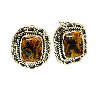 Golden Pietersite Earrings handcrafted by Ana Silver Co - EARR413261