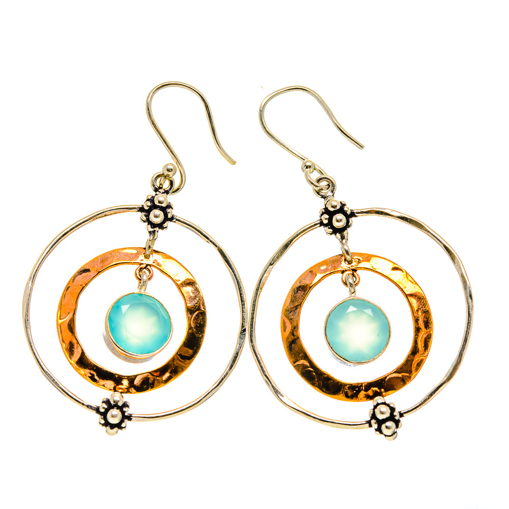 Aqua Chalcedony Earrings handcrafted by Ana Silver Co - EARR413325