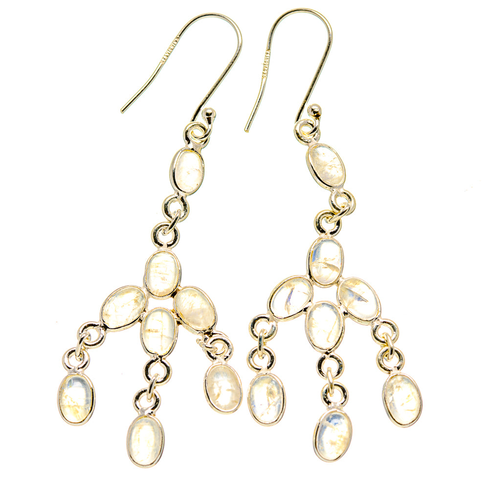 Rainbow Moonstone Earrings handcrafted by Ana Silver Co - EARR413332