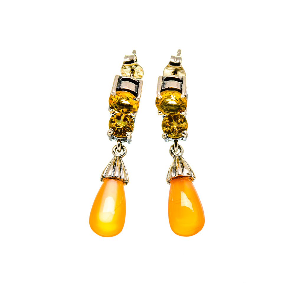 Peach Moonstone Earrings handcrafted by Ana Silver Co - EARR413347