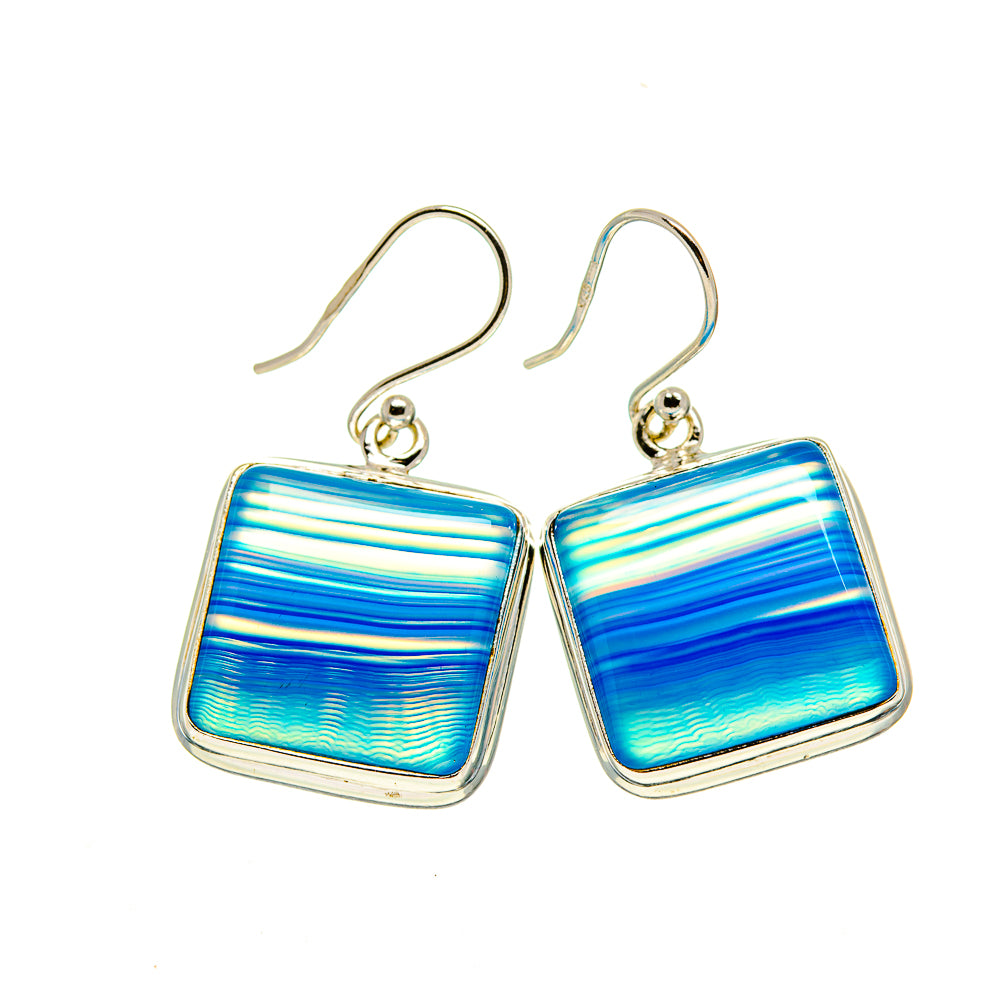 Blue Botswana Agate Earrings handcrafted by Ana Silver Co - EARR413370