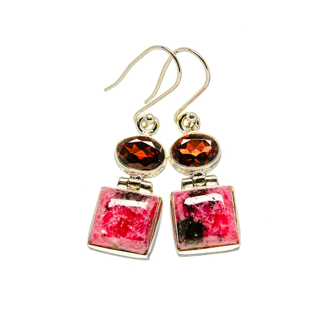 Rhodonite Earrings handcrafted by Ana Silver Co - EARR413389