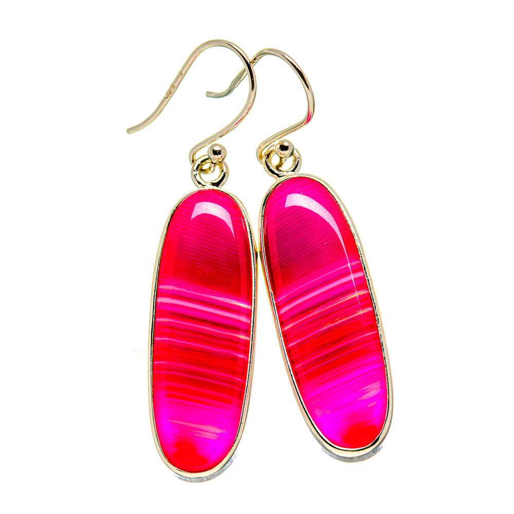 Pink Botswana Agate Earrings handcrafted by Ana Silver Co - EARR413471
