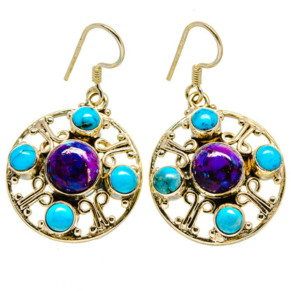Purple Copper Composite Turquoise, Tibetan Turquoise Earrings handcrafted by Ana Silver Co - EARR413613
