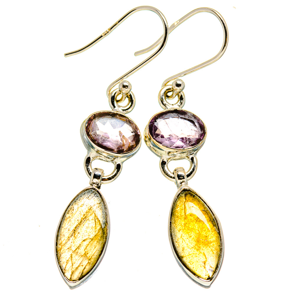 Labradorite, Amethyst Earrings handcrafted by Ana Silver Co - EARR413615