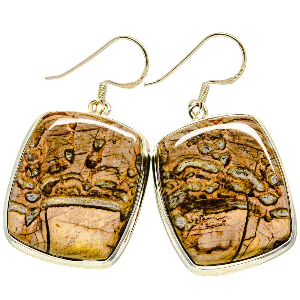 Mushroom Rhyolite Earrings handcrafted by Ana Silver Co - EARR413633