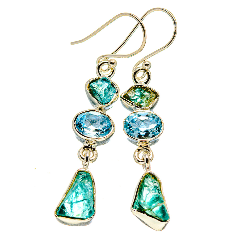 Blue Fluorite, Blue Topaz Earrings handcrafted by Ana Silver Co - EARR413640