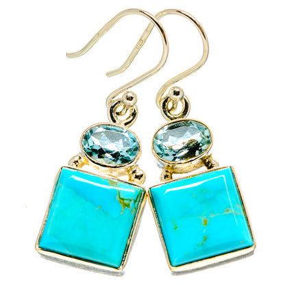 Arizona Turquoise, Blue Topaz Earrings handcrafted by Ana Silver Co - EARR413641