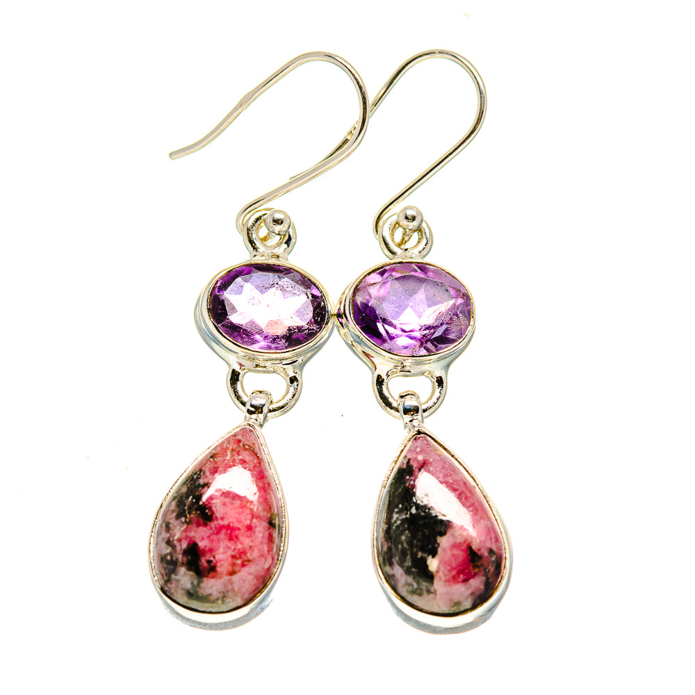 Rhodonite, Amethyst Earrings handcrafted by Ana Silver Co - EARR413654