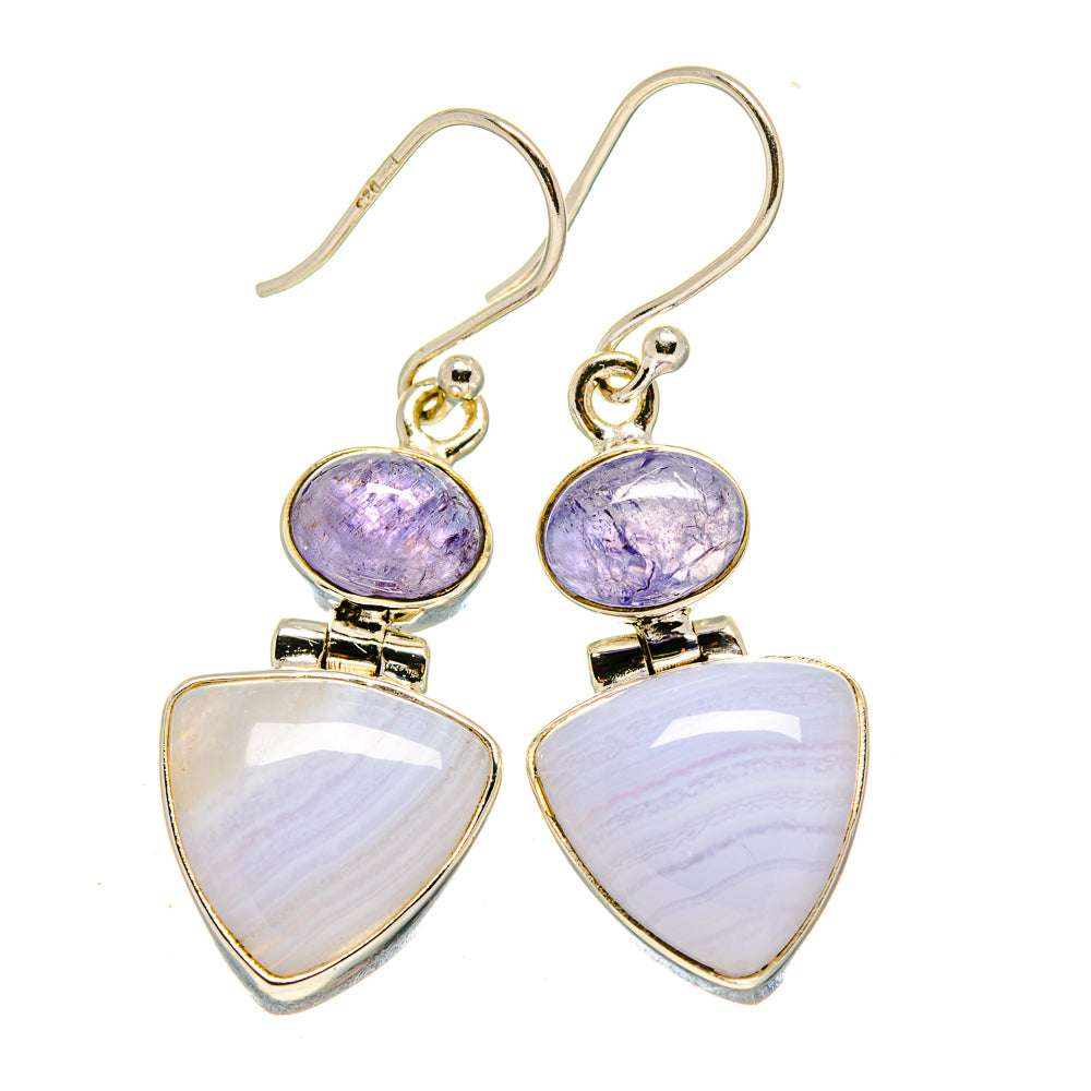 Blue Lace Agate, Tanzanite Earrings handcrafted by Ana Silver Co - EARR413655