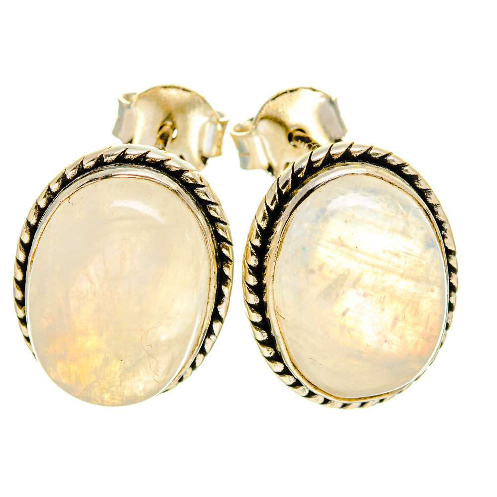 Rainbow Moonstone Earrings handcrafted by Ana Silver Co - EARR413664