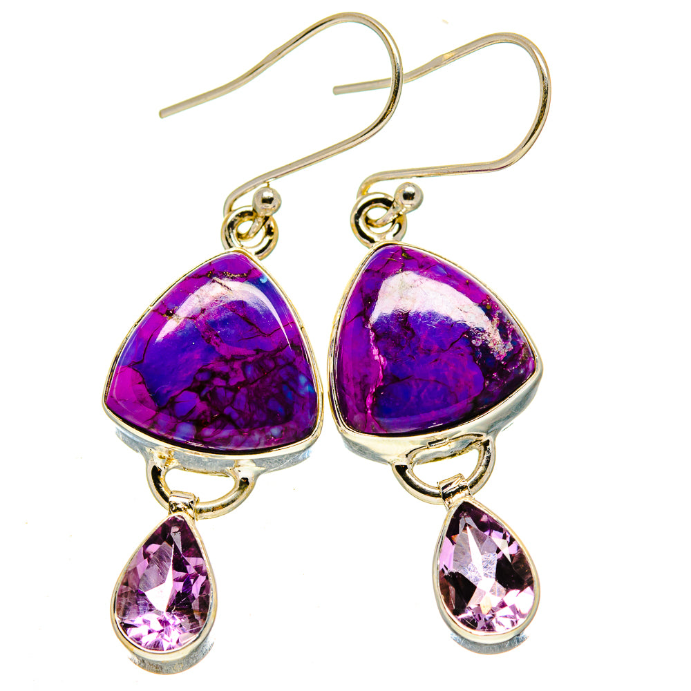 Purple Copper Composite Turquoise, Amethyst Earrings handcrafted by Ana Silver Co - EARR413668