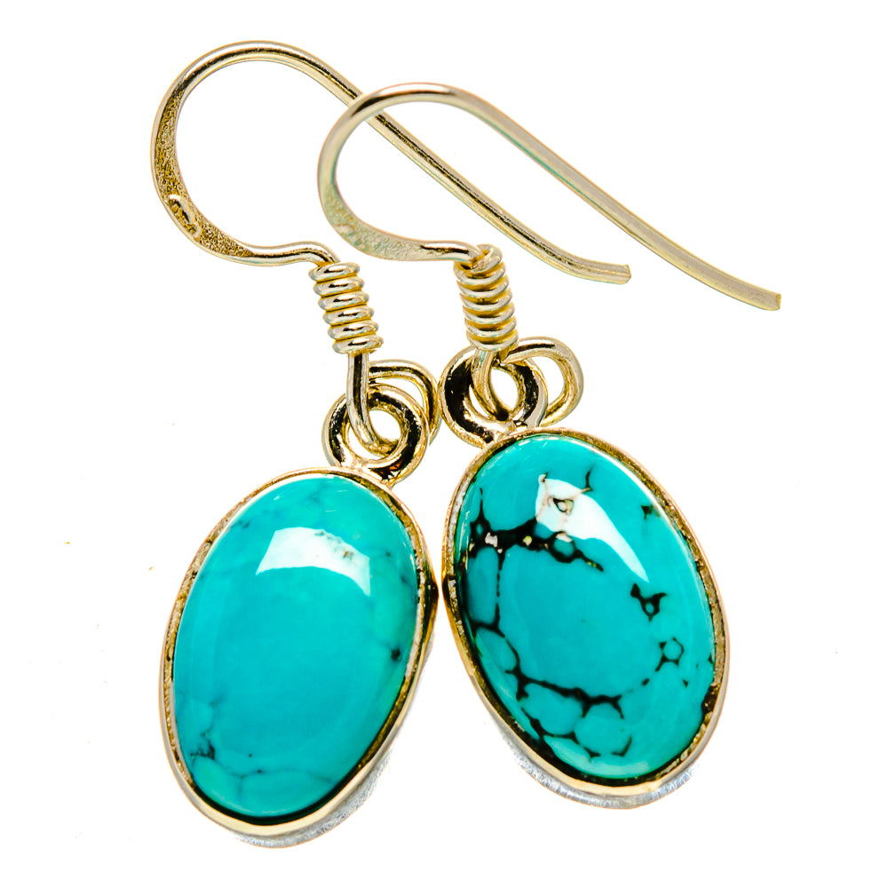 Tibetan Turquoise Earrings handcrafted by Ana Silver Co - EARR413669